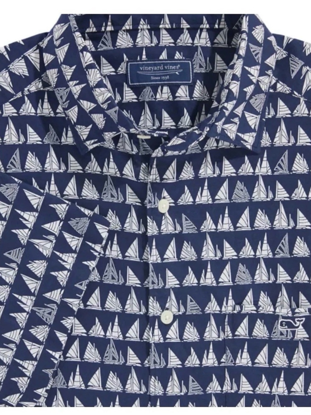 Vineyard Vines Navy Sailboat Print Men's Button-Down Shirt size medium